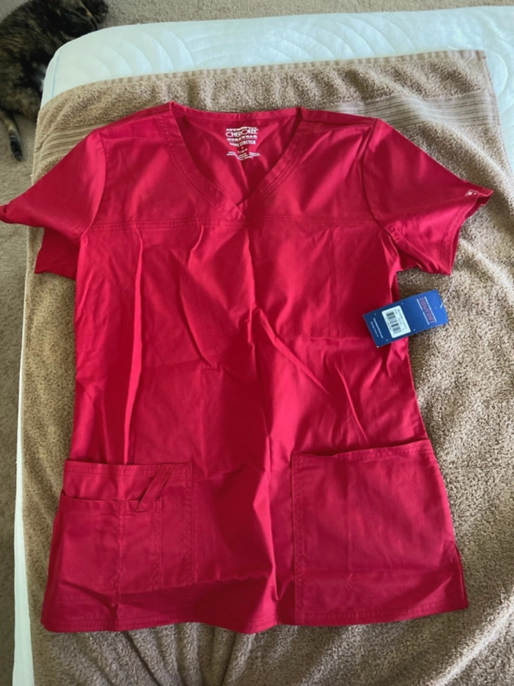 Cherokee Red V-Neck Core Stretch Scrub Top
